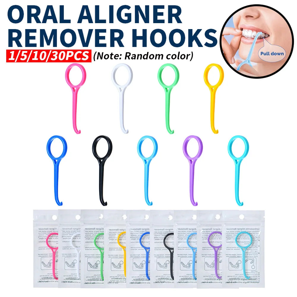 5/10/30Pcs Orthodontic Aligner Removal Tool Brace Extractor Tooth Socket Remover Oral Care Remove Plastic Braces Removal Hook Random colours