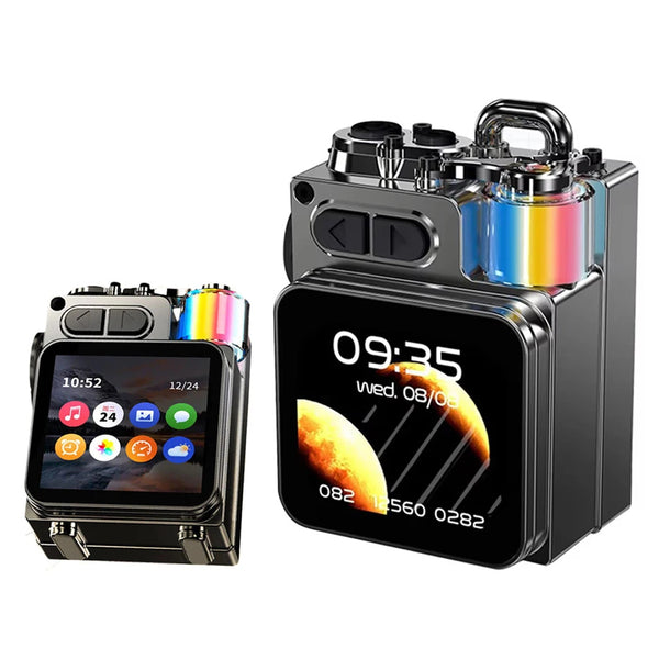 LED Display Screen Wireless Bluetooth Speaker Alarm Clock Metal Mechanical Speaker with RGB Desktop Subwoofer