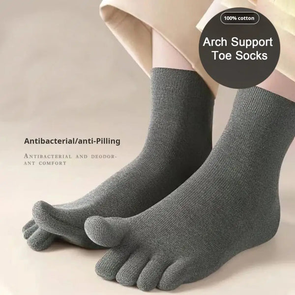 2 Pair Toe Socks Moisture-Wicking Breathable Arch Support Non-Slip Unisex Athletic Running Cotton Five Fingers Sock