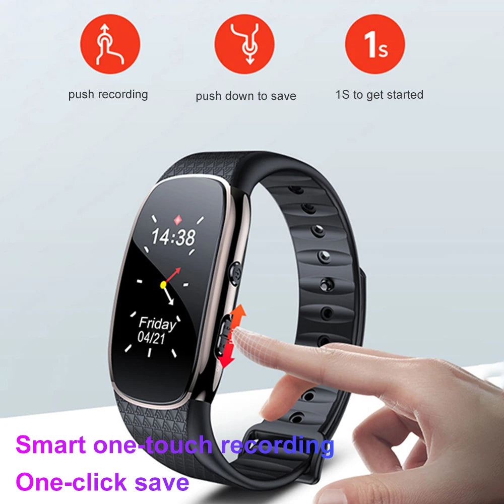 16GB Digital Audio Voice Recorder Watch Wristband Bracelet Voice Activated Mini USB Pen WAV Mp3 Player For Lectures