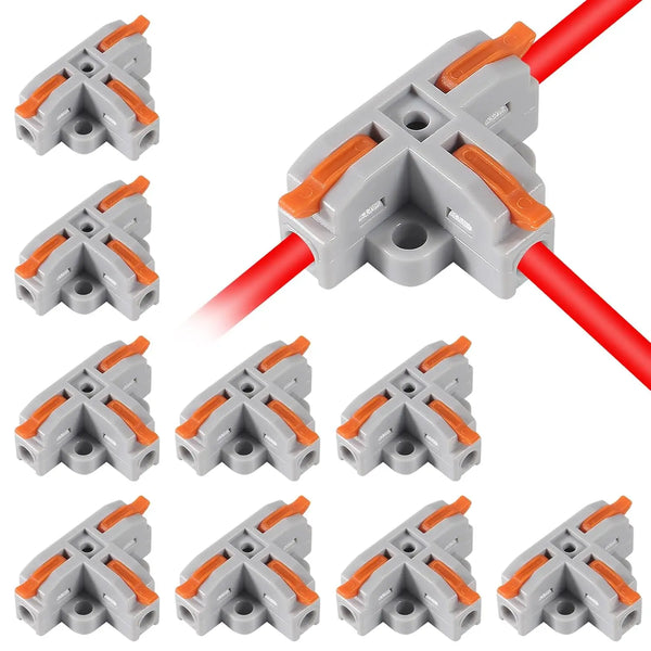 5PCS T3 T4 Quick Connector T-Clip Three-Way And Four-Way Splitter T-Clip Cable Branch Quick Connector Terminals