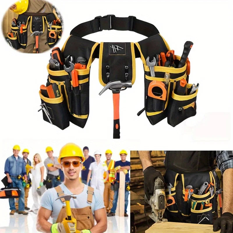 26 Pockets Removable Adjustable Tool Waist Pack Belt Holder Oxford Cloth Fabric Tool Electrician Waist Pocket Nail Suction Tool Pouch Organizers