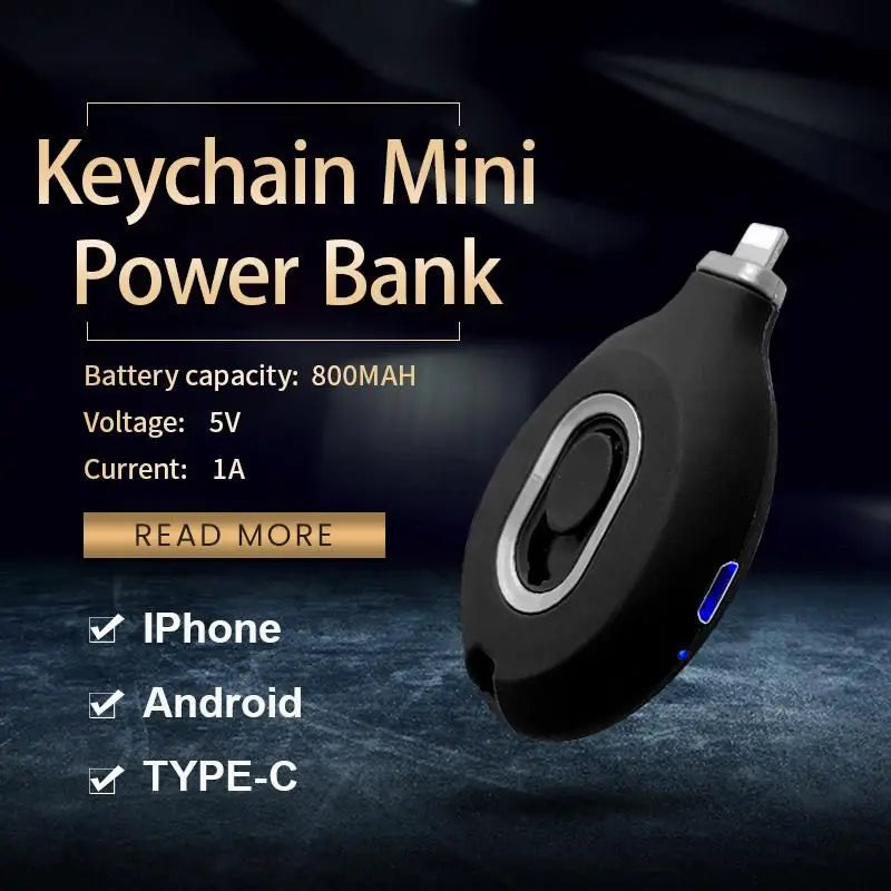 Keychain Mini Emergency Power Bank Portable Power Bank for iPhone Type-c Micro USB Emergency Power