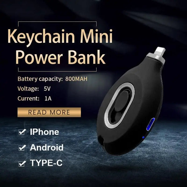 Keychain Mini Emergency Power Bank Portable Power Bank for iPhone Type-c Micro USB Emergency Power