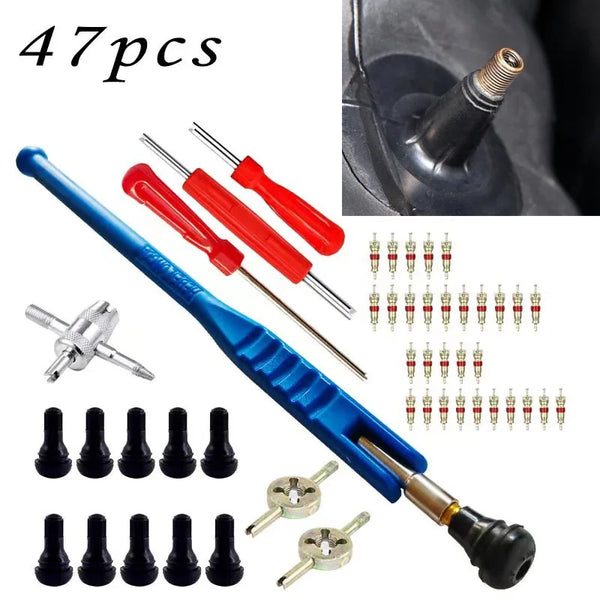 47pcs/Set TR412 Tire Repair Install Tool Durable High Performance Tire Valve Stem Puller Tools Set for Truck Car Bike Motorcycle