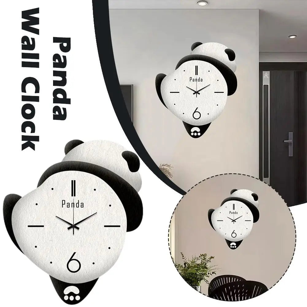 Cute Panda Wall Clock Panda Silent Clock Family Bedroom Cartoon Clock ...
