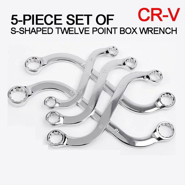 S-Style Double-Ended Box Wrench 5-Piece Set 12-Point Box Ends Wrench Easy Operate DIY Machine Fastener Repair Tool