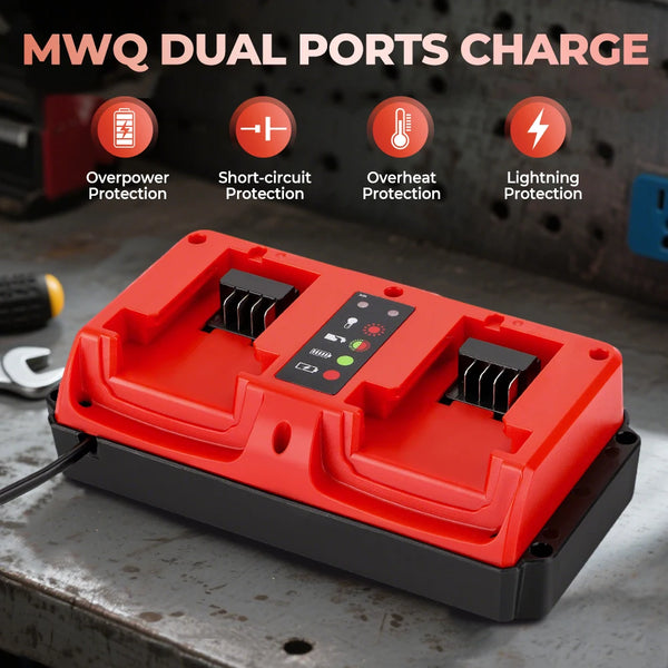 NEW Portable Dual Ports Charger For Milwaukee 18V-20V Lithium Battery Rechargeable 48-11-1815 48-11-1820 48-11-1830 Fast Charger