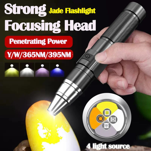 Mini 4 Light Sources Lamp Jade Inspection Flashlight 365/395NM Torch Jade Inspection Ultraviolet UV Light Identification Lamp LED Flashlight