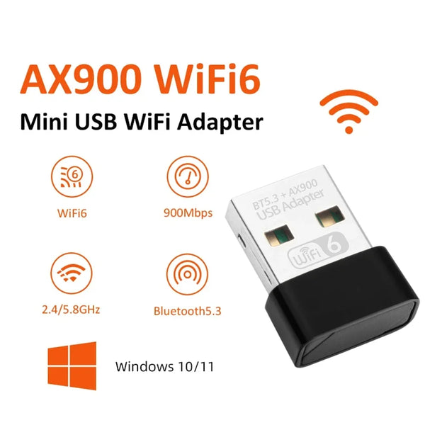USB WiFi 6 Bluetooth 5.3 Adapter 2 in 1 Dongle Dual Band 2.4G&5GHz USB WiFi Network Wireless Receiver