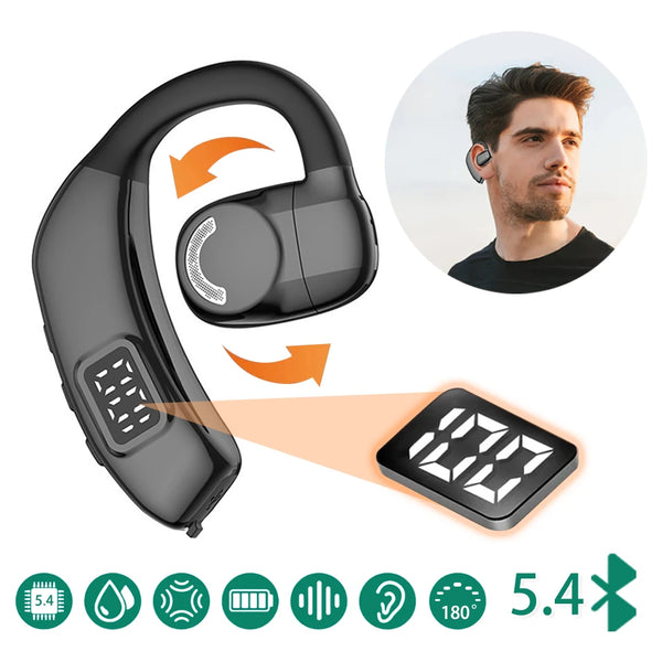 LED Digital Display Business Bone Conduction Earphones Buetooth 5.4 Wireless Earphones