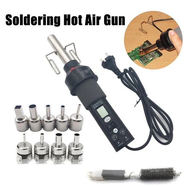 450W Soldering Hot Air G u n with 9pcs Wind Nozzle Electronic Heat Hot Air Tool with Soldering Bracket SMD SOIC CHIP BGA EU/US  Plug