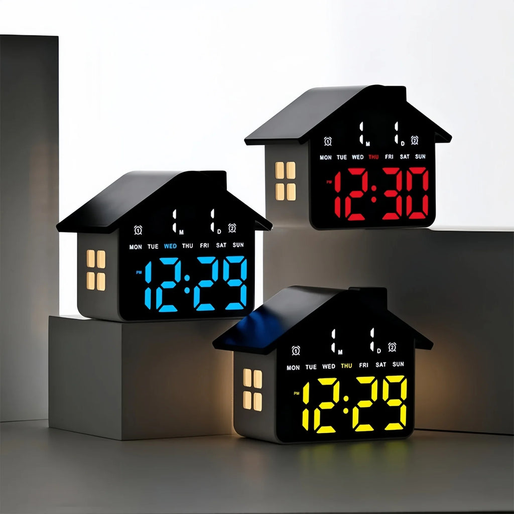 New LED House-Shaped Alarm Clock: Multifunctional Digital Clock with Night Light—A Minimalist Bedside Timer and Alarm