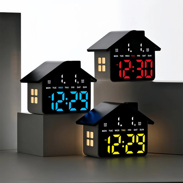 New LED House-Shaped Alarm Clock: Multifunctional Digital Clock with Night Light—A Minimalist Bedside Timer and Alarm