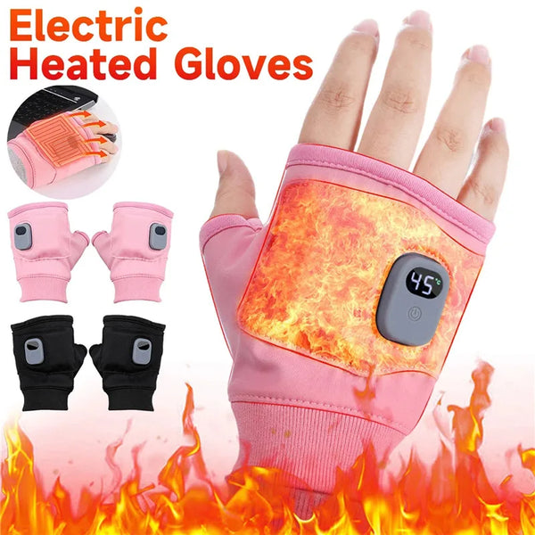 Smart Heated Half-finger Gloves Knitted Heating Gloves Touchscreen Hands Warmer Gloves Winter Knit Gloves Washable