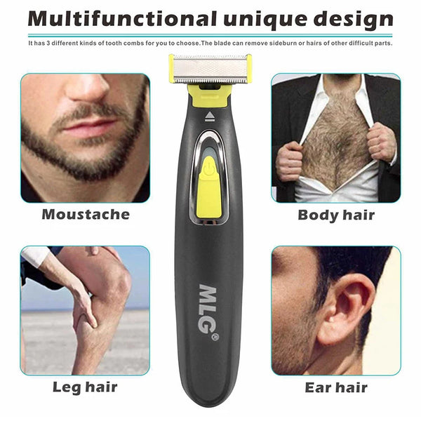 MLG Electric Shaver Portable Full Body Trimmer USB T Shaped Blade Razor For Beard Armpit Washable Professional Beard Trimmer
