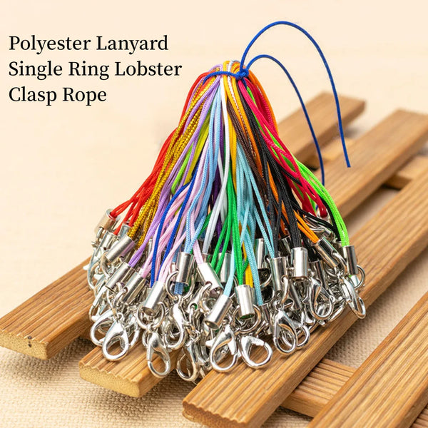 100pcs Polyester Lanyard Single Ring Lobster Clasp Rope Keychains Hooks Mobile Phone Strap Accessories Key Ring DIY
