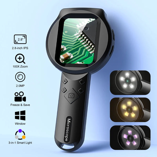 2.8Inch IPS Screen Digital Magnifier 100X Magnification 2MP Video Portable Microscope Can Take Photos and Videos