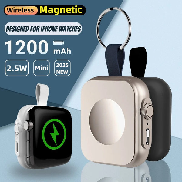 Apple Watch Magnetic Wireless Charging Power Bank 1200mAh Compatible with All Apple Watch Models (Series 1-8/SE/ULTRA) Portable Magnetic Power Bank 2.5W Wireless Fast Charging