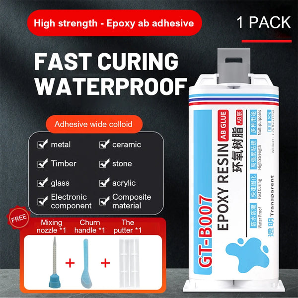 Transparent Epoxy Resin Quick-drying Fixative AB Glue 50ML for Wood Metal Ceramic Plastic Repair Fast Curing Strong Adhesive Sealant Home Improvement