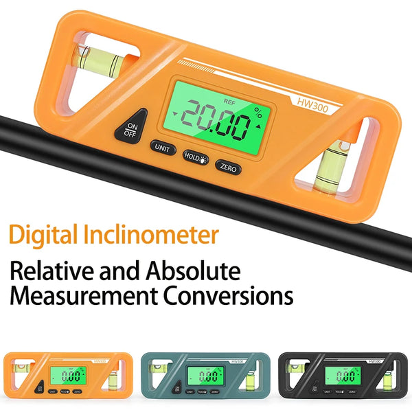 Digital Inclinometer Angle Finder Gauge Spirit Level Bottom Magnet Data Hold Bright LCD Display