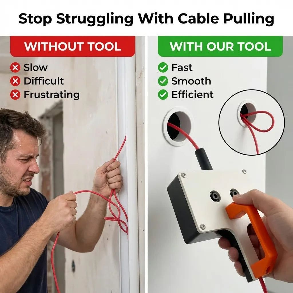 Fast Wire Puller Heavy-Duty Handheld Wiring Tools 8mm Wire Tugger for Electrician for Pipe Narrow Spaces Wall Underground Data Center