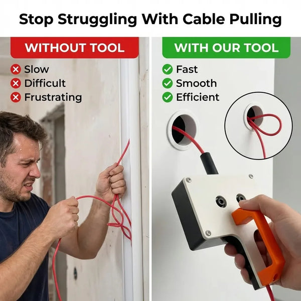 Fast Wire Puller Heavy-Duty Handheld Wiring Tools 8mm Wire Tugger for Electrician for Pipe Narrow Spaces Wall Underground Data Center