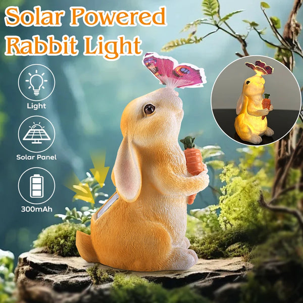 Resin Rabbit Solar Light Ornaments Waterproof Solar Garden Rabbit Lights Outdoor Statues Resin Night Light Rabbit Sculpture Yard Patio