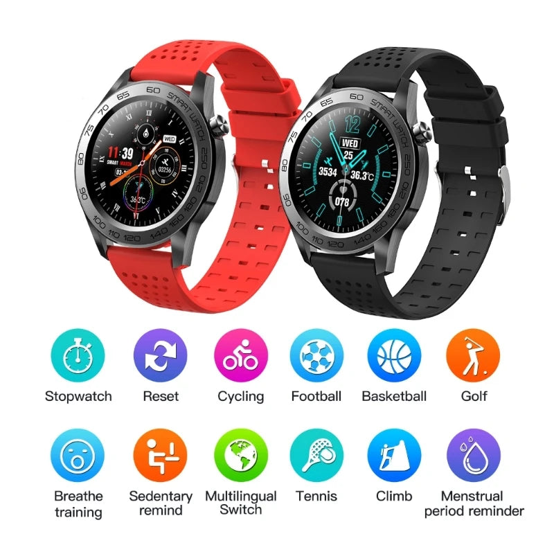 F22U Heart Rate Blood Pressure Blood Oxygen Temperature Sleep Monitoring  GPS Tracker Smart Watch Men Women IP68 Waterproof Fitness Tracker Full Touch Smart Watch