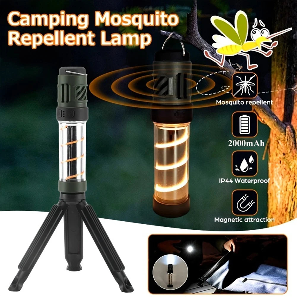 3 in 1 Mosquito Repeller Lamp USB Rechargeable Camping Light with Triangle Bracket Telescoping Tripod Outdoor Light for Outdoor