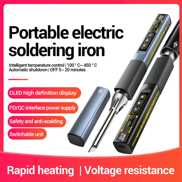 High Power PD 96W Electric Soldering Irons kit QC Adjustable Temperature Fast Heat Portable Digital Smart Soldering Iron Tools OLED Screen