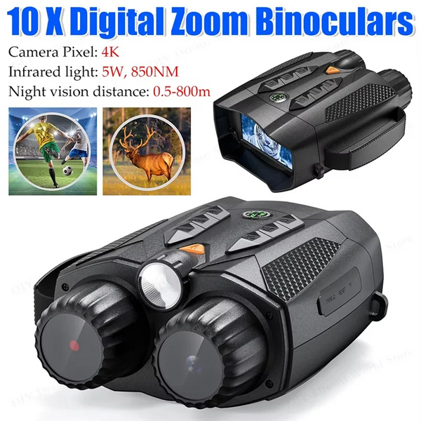 4K Infrared Night Vision Goggles 10X Digital Zoom Infrared Binoculars 3inch IPS Screen Night Vision IR Goggles for Hunting Camping