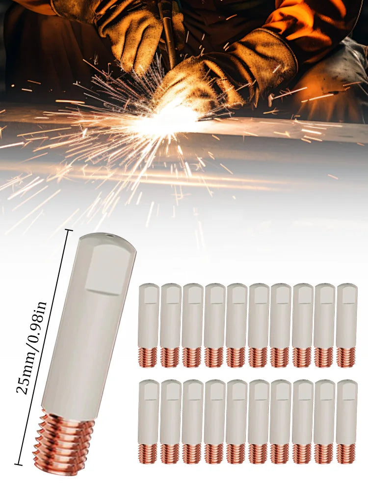 20Pcs 15AK Welding Contact Tips new coating protect 25mm M6 Gas Nozzle Tip 0.8mm-1.0mm MIG Welding Torche Welding Tool Parts