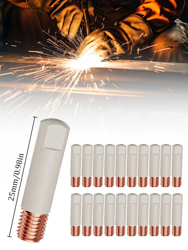 20Pcs 15AK Welding Contact Tips new coating protect 25mm M6 Gas Nozzle Tip 0.8mm-1.0mm MIG Welding Torche Welding Tool Parts