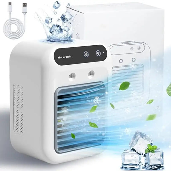 2025 New Mini Portable Air Conditioner Rechargeable Cooling Humidifier, Ultra Quiet and Energy Efficient