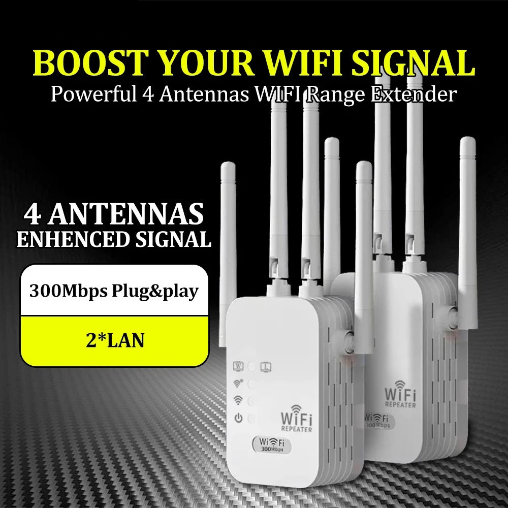300M/1200M Wireless 4 Antennas WiFi Router WiFi Repeater Signal Booster WiFi Extender WiFi Amplifier Extender US/EU Plug