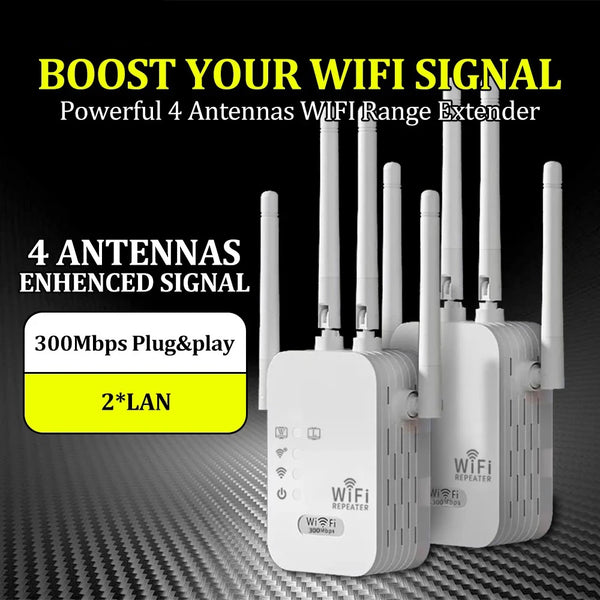 300M/1200M Wireless 4 Antennas WiFi Router WiFi Repeater Signal Booster WiFi Extender WiFi Amplifier Extender US/EU Plug