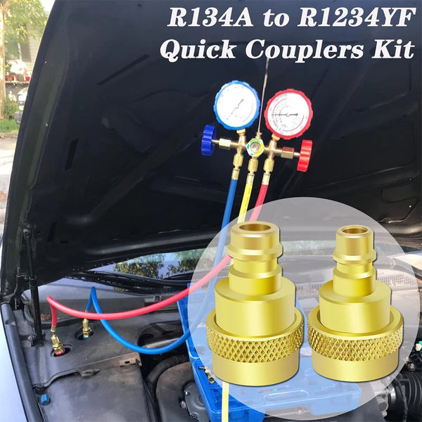 2Pcs Quick Conversion Set, Adjustable High and Low Voltage Connector, Air Conditioner Refrigerant System, A/C R134a To R1234yf