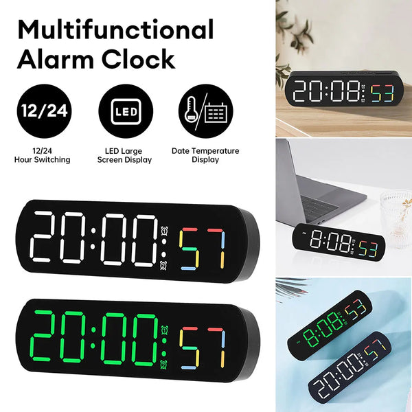 Voice Control Digital Alarm Timer Clock Temperature Dual Alarm Desktop Table Clock Night Mode 12/24H LED Clock Watch Desk Clock