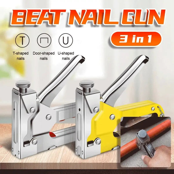 3 In 1 Nail Gun DIY Furniture Construction Stapler Upholstery Staple Gun Silver With 1000 Staples Home Decor Carpentry Tools