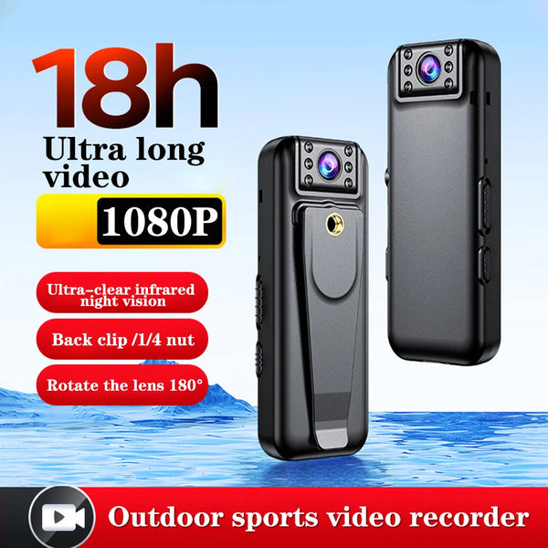 1080P 18 Hours Long Video Recording Mini 180° Flip Camera Night Vision Video Recording for Outdoor Home Sports Bike Car DVR
