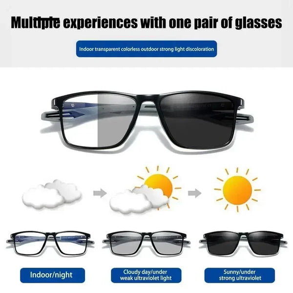 Photochromic Multifocal Reading Glasses Outdoor Anti Slip Anti Blue Light Presbyopia Eyewear Color Changing Multifocal Glasses