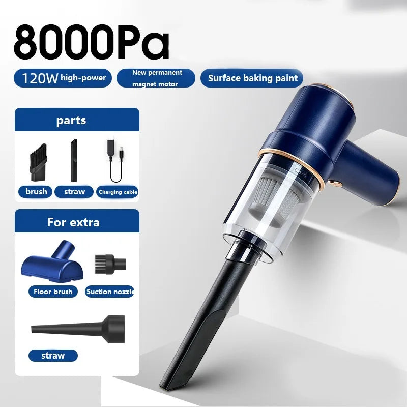 120W 8000Pa 3 in 1 Car/Home Wireless Handheld Vacuum Cleaner Compressor Inflator
