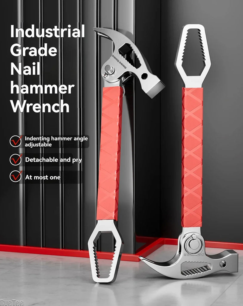 Multi-function 2-in-1 Claw Hammer Wrench Crowbar One-piece Casting for Glass Breaker Car Repair Carpenter Special Emergency Tool