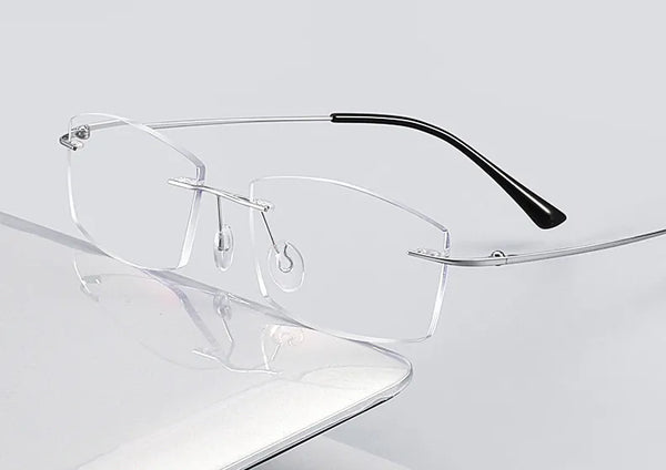 New Titanium Frame High-grade Rimless Anti-blue Light Reading Glasses without Blind Spot Ultra-light High-Definition Presbyopia Glasses