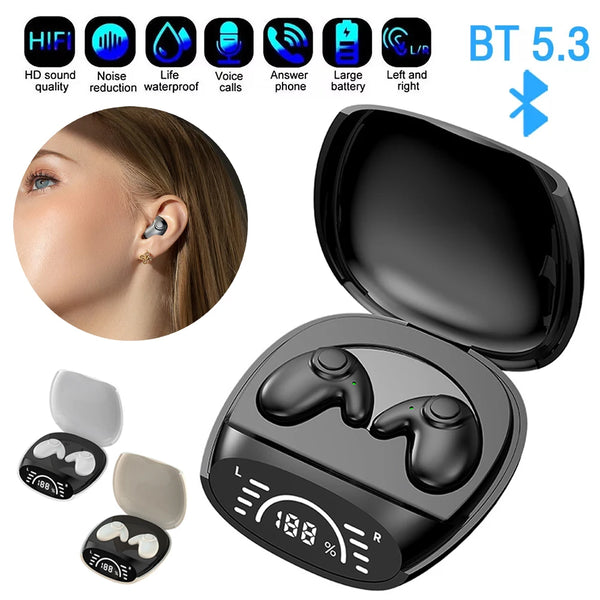 Mini Invisible Sleep Headphones Hidden Noise Cancelling TWS Wireless Headsets Sports Stereo Bluetooth 5.3 Earphone