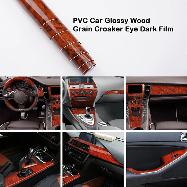30X100cm Car Interior High-grade Film Car Wood Grain Color Film Glossy Mahogany Grain Center Control Film Modification Refurbishment Stickers