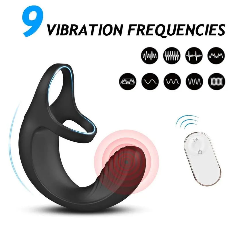Male Delay Wearable Wireless Remote Delay Wearable Ring｜Ejaculation Control Prostate Massager with Powerful Vibrations (9 Vibration Modes·IPX7 Waterproof)