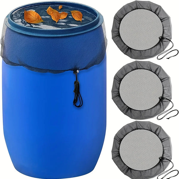 Outdoor Rain Barrel Filter Net Cover | Water Tank Insect Screen | Garden Rain Barrel Leaf Guard – Adjustable Drawstring Design, Multiple Sizes Available
