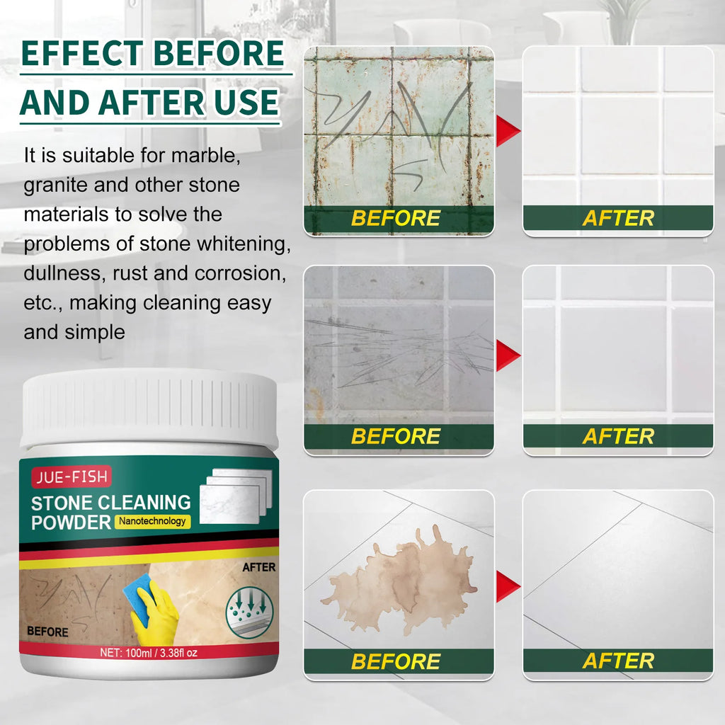 100ml Stone Cleaning Powder Deep Cleaning Remover Stains Granite Quartz Marble Tile Stone Floor Stubborn Oil Stains Cleaning Powder
